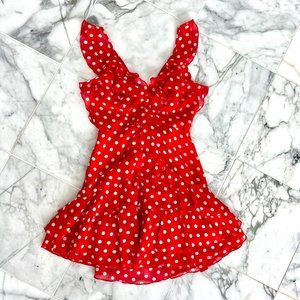 Adorable NIGHTWALKER X-Small Red & White Polka Dot Flouncy Dress